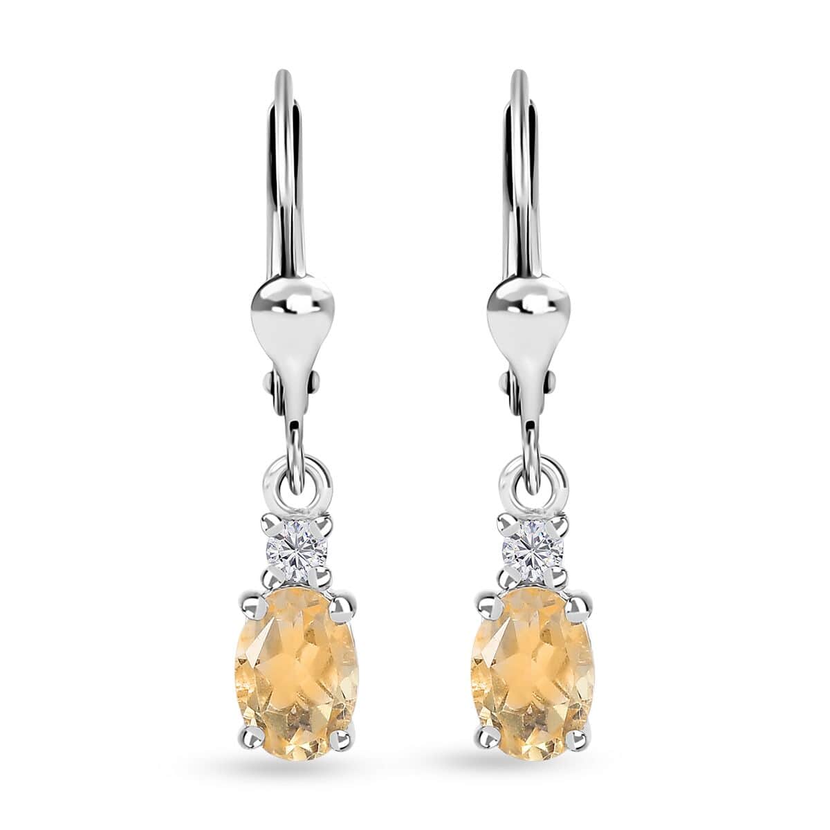 Brazilian Citrine and White Topaz Earrings in Platinum Over Sterling Silver 1.50 ctw image number 0