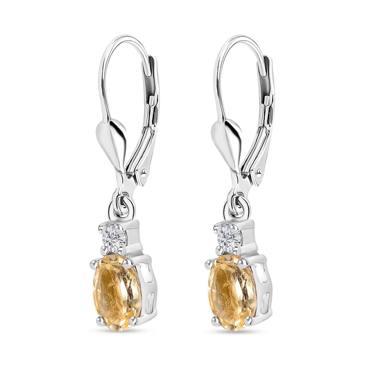 Brazilian Citrine and White Topaz Earrings in Platinum Over Sterling Silver 1.50 ctw image number 3