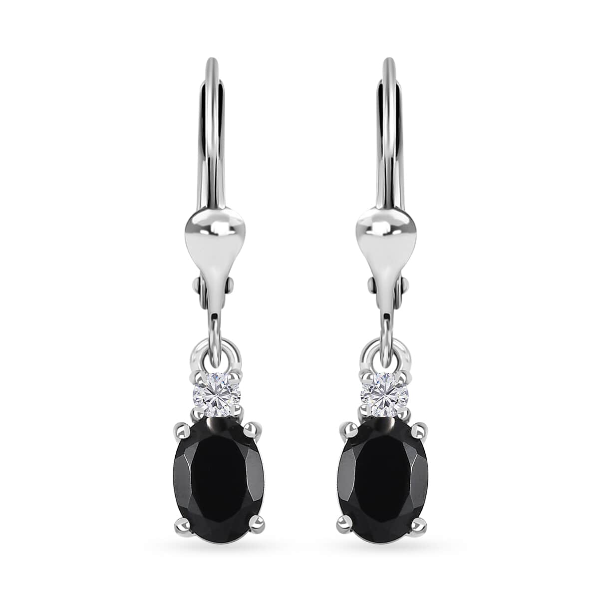 Thai Black Spinel and White Topaz Earrings in Platinum Over Sterling Silver 2.25 ctw image number 0
