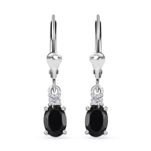 Thai Black Spinel and White Topaz Earrings in Platinum Over Sterling Silver 2.25 ctw