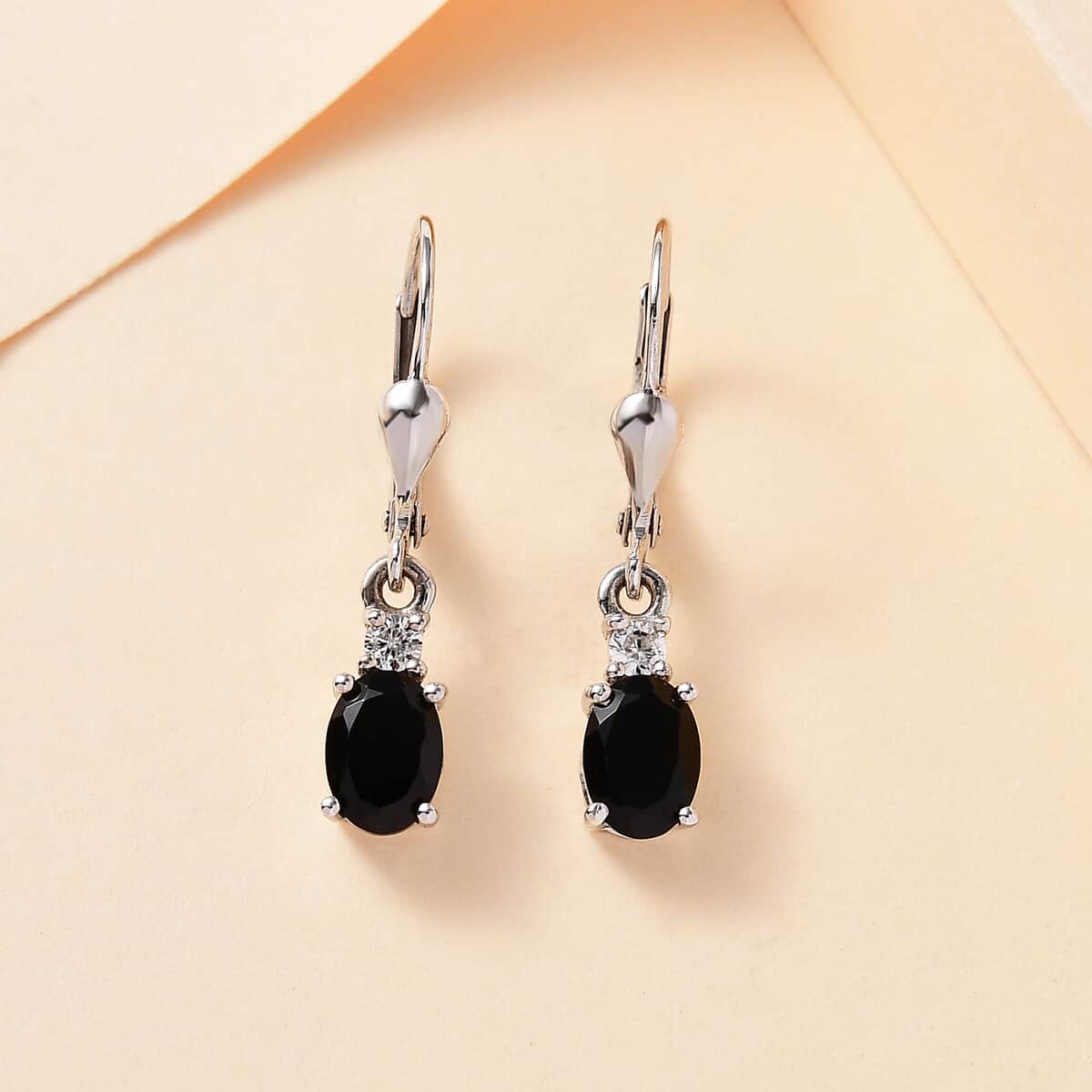 Thai Black Spinel and White Topaz Earrings in Platinum Over Sterling Silver 2.25 ctw image number 1