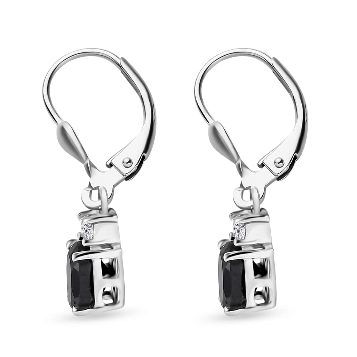 Thai Black Spinel and White Topaz Earrings in Platinum Over Sterling Silver 2.25 ctw image number 3