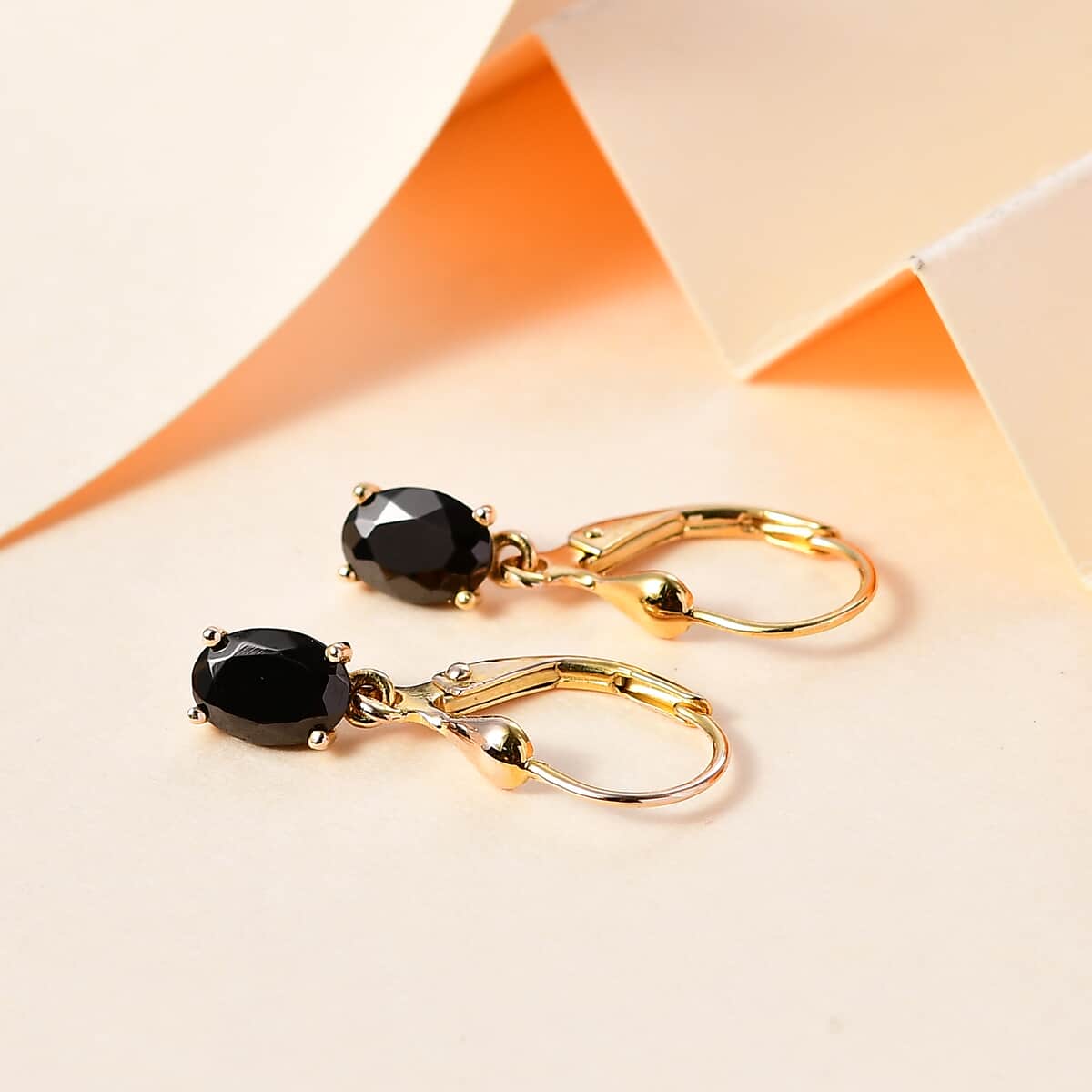 Shungite Solitaire Lever Back Earrings in Vermeil YG Over Sterling Silver 0.90 ctw image number 1