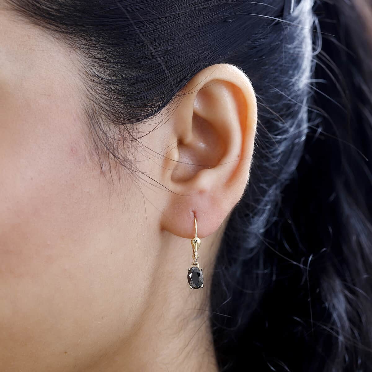 Shungite Solitaire Lever Back Earrings in Vermeil YG Over Sterling Silver 0.90 ctw image number 2