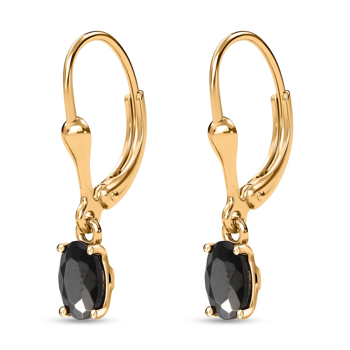 Shungite Solitaire Lever Back Earrings in Vermeil YG Over Sterling Silver 0.90 ctw image number 3