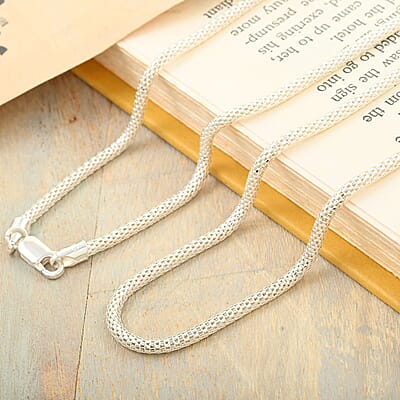 Sterling Silver 2.7mm Anti-Tarnish Silver Plus Coreana Popcorn Chain 24 Inches 8.80 Grams