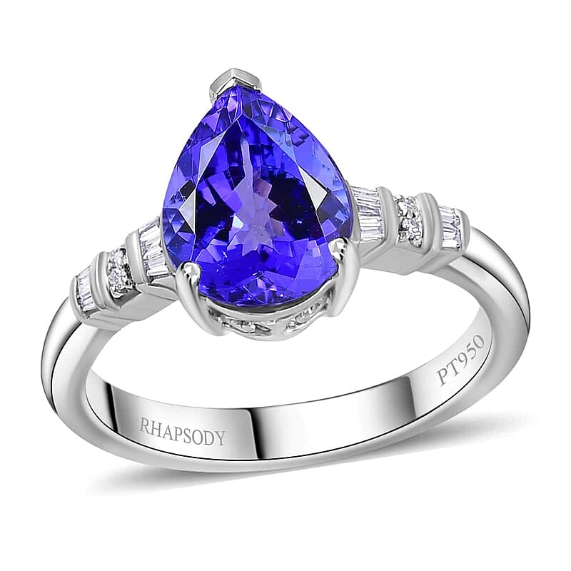 Rhapsody AAAA Tanzanite and E-F VS Diamond 2.70 ctw Statement Ring in 950 Platinum (Size 6.0) 6.10 Grams