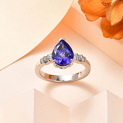 Rhapsody AAAA Tanzanite and E-F VS Diamond 2.70 ctw Statement Ring in 950 Platinum (Size 6.0) 6.10 Grams