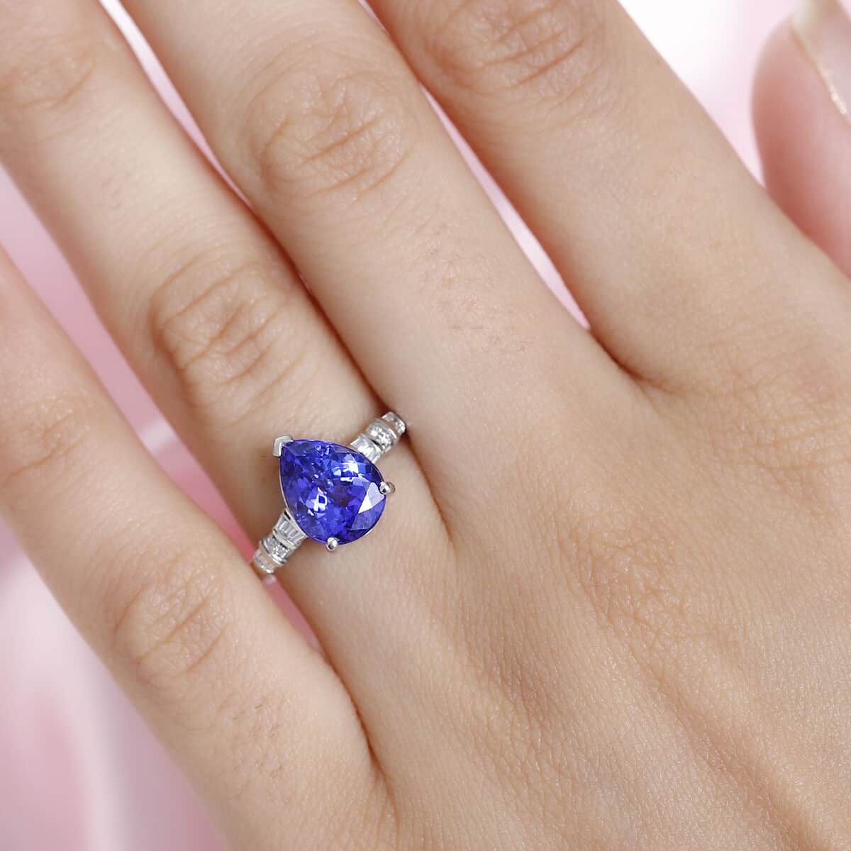 Rhapsody AAAA Tanzanite and E-F VS Diamond 2.70 ctw Statement Ring in 950 Platinum (Size 7.0) 6.10 Grams image number 2