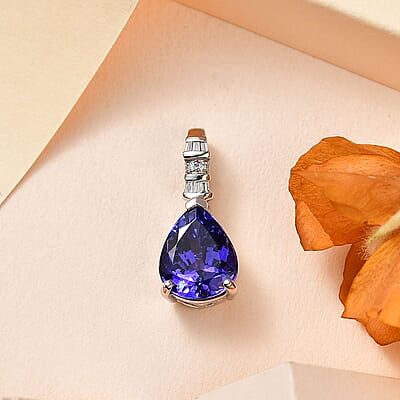 Rhapsody 950 Platinum AAAA Tanzanite and E-F VS Diamond Statement Pendant 2.75 ctw