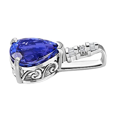 Rhapsody 950 Platinum AAAA Tanzanite and E-F VS Diamond Statement Pendant 2.75 ctw