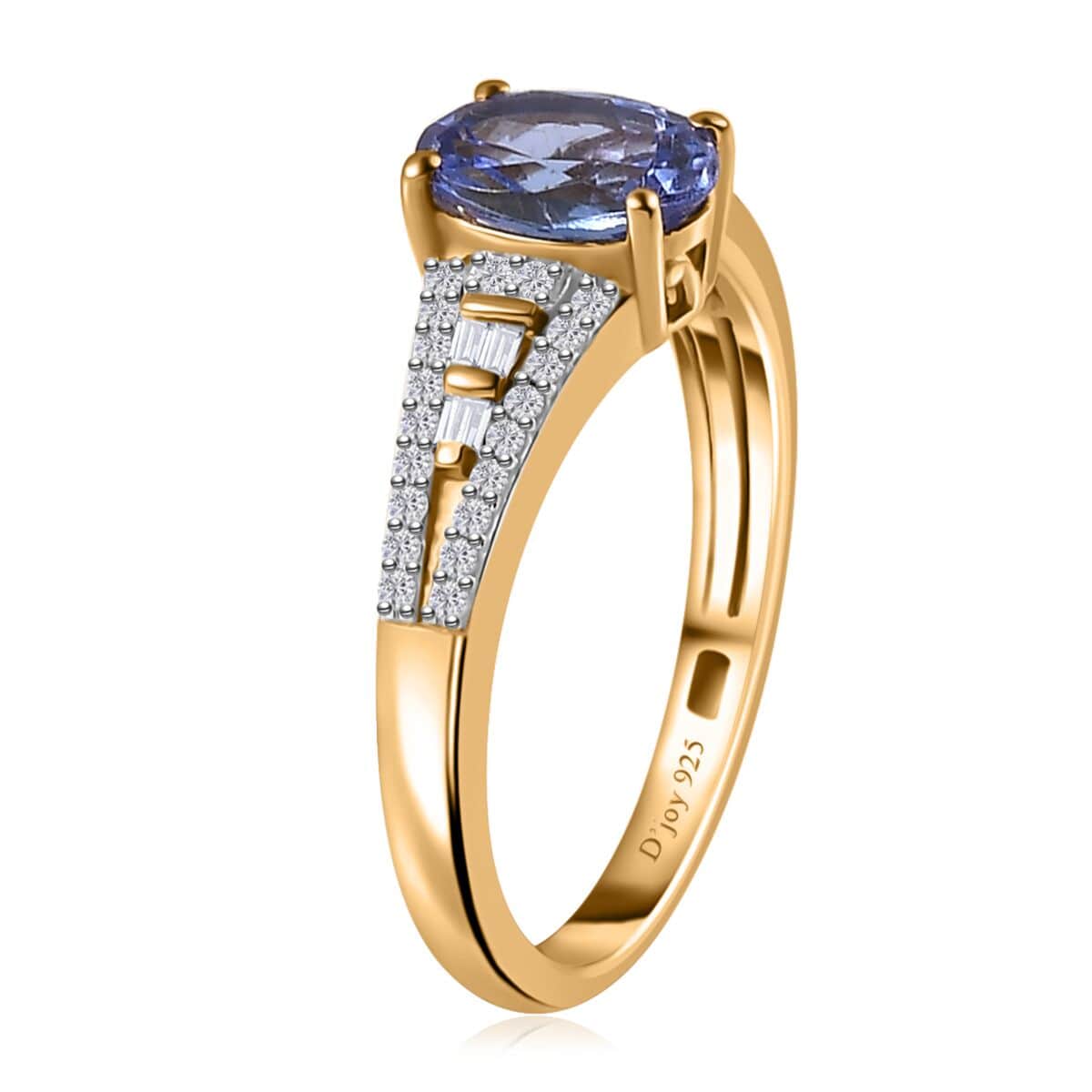 AAA Tanzanite and Diamond Bridge Ring in Vermeil Yellow Gold Over Sterling Silver (Size 6.0) 1.30 ctw image number 3