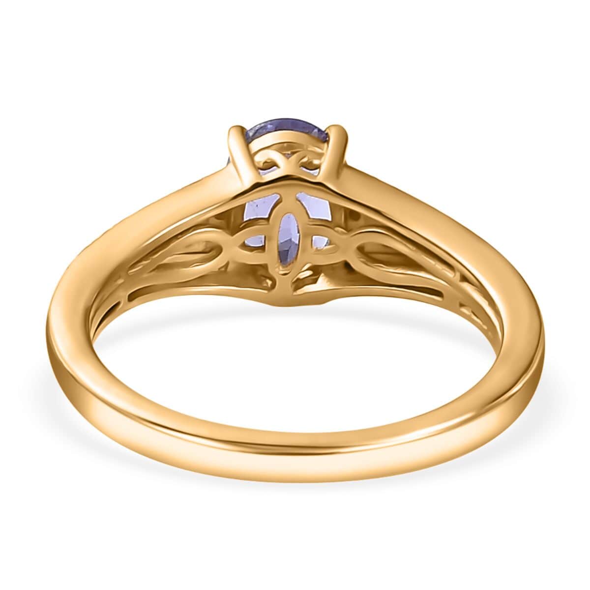 AAA Tanzanite and Diamond Bridge Ring in Vermeil Yellow Gold Over Sterling Silver (Size 6.0) 1.30 ctw image number 4