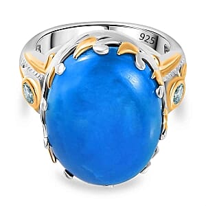 Opalina and Swiss Blue Topaz 13.75 ctw Fancy Ring in Sterling Silver (Size 6.5)