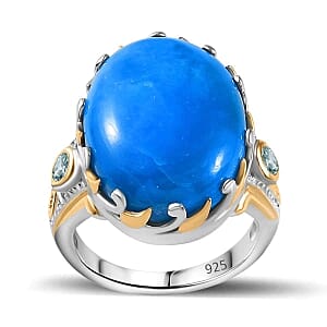 Opalina and Swiss Blue Topaz 13.75 ctw Fancy Ring in Sterling Silver (Size 6.5)