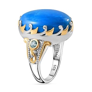 Opalina and Swiss Blue Topaz 13.75 ctw Fancy Ring in Sterling Silver (Size 6.5)