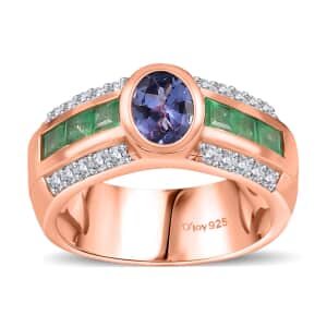 Tanzanite and Multi Gemstone Ring in Vermeil Rose Gold Over Sterling Silver (Size 10.0) 2.00 ctw