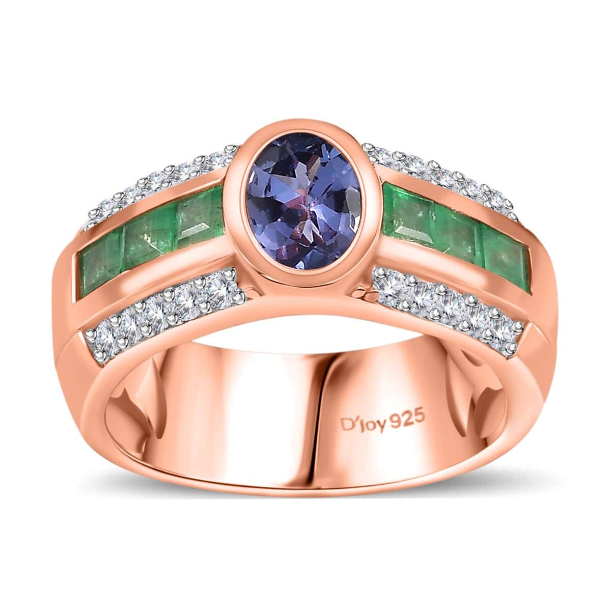 Tanzanite and Multi Gemstone Wide Shank Ring in Vermeil Rose Gold Over Sterling Silver (Size 7.0) 2.00 ctw image number 0