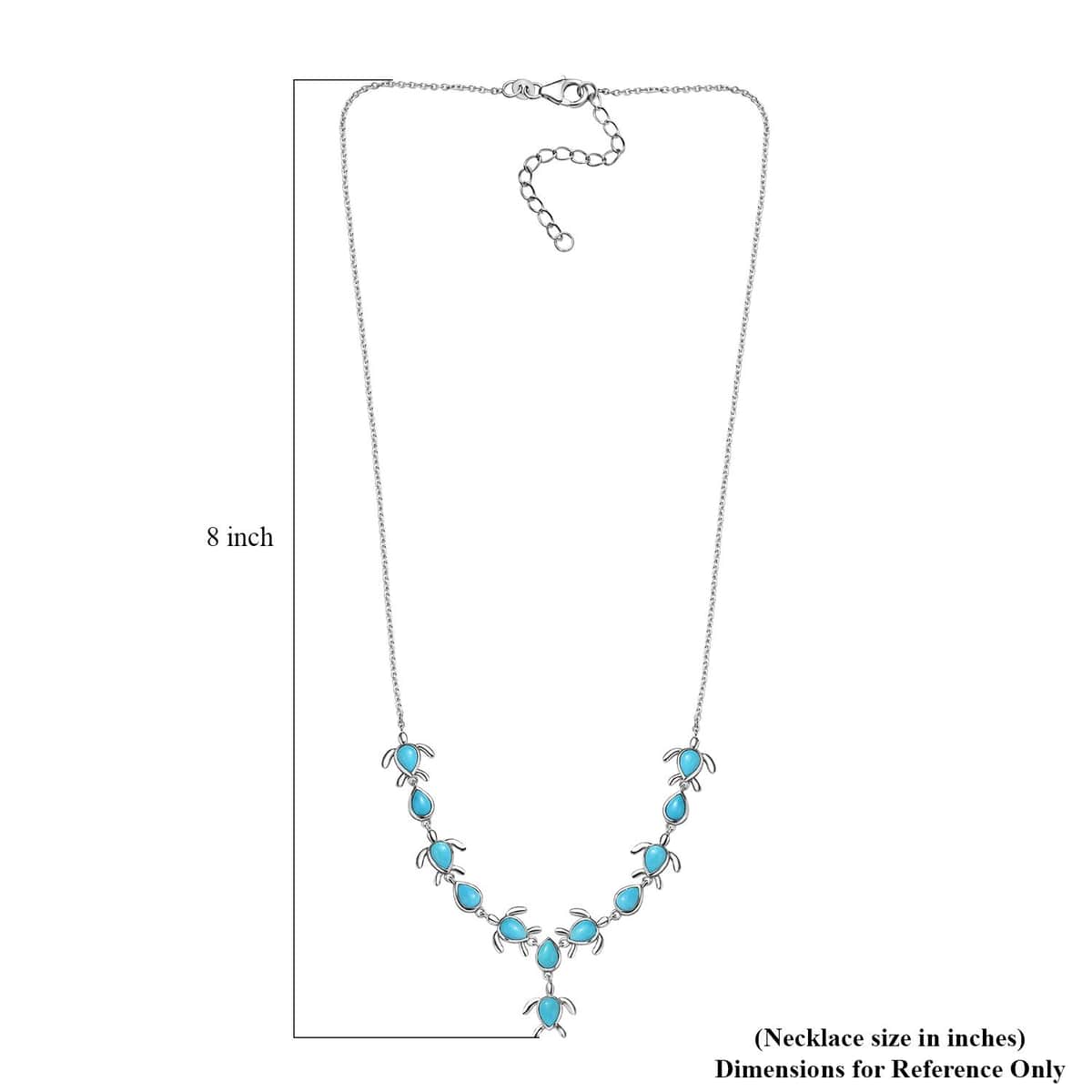 Sleeping Beauty Turquoise Turtle Necklace 18-20 Inches in Platinum Over Sterling Silver 8.50 ctw image number 5