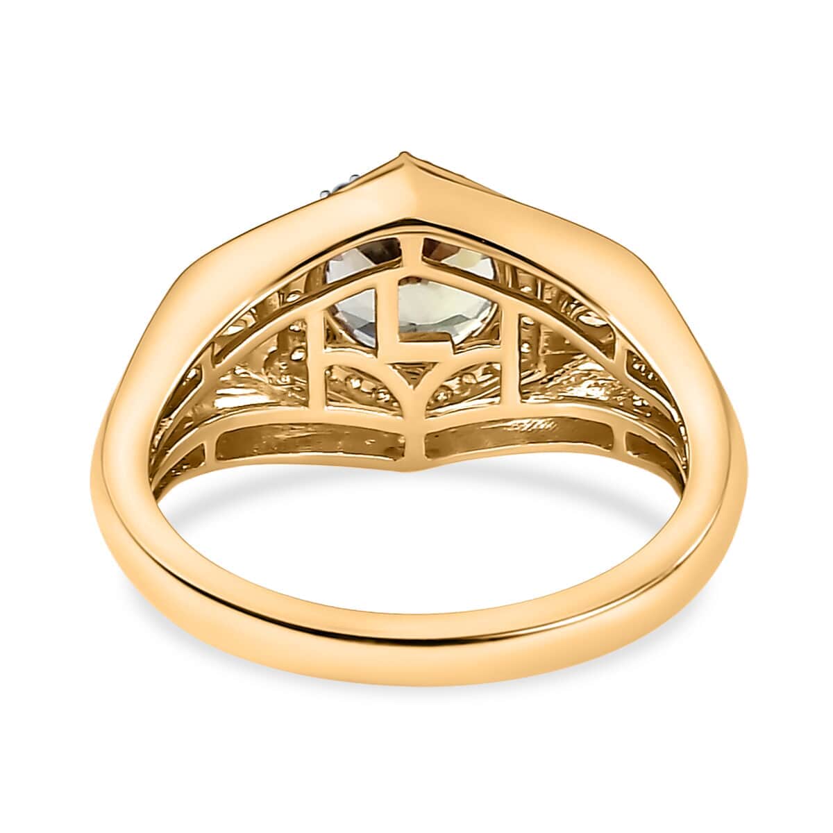 Luxoro 14K Yellow Gold AAA Turkizite and G-H I2 Diamond Men's Ring 5.90 Grams 2.65 ctw image number 4