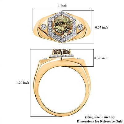 Luxoro 14K Yellow Gold AAA Turkizite and G-H I2 Diamond Men's Ring (Size 13.0) 7.10 Grams 2.50 ctw