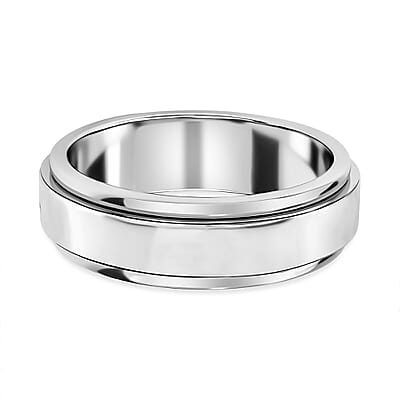 Platinum Over Sterling Silver Spinner Band Ring (Size 10.0) 4.40 Grams