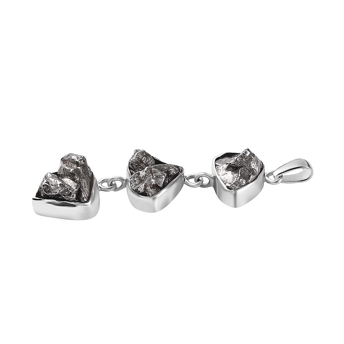 Meteorite 35.00 ctw Fancy Pendant in Rhodium Over Sterling Silver