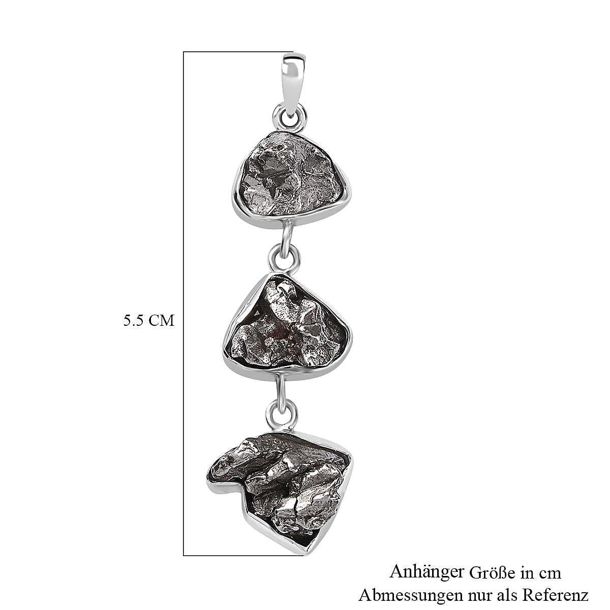 Meteorite 35.00 ctw Fancy Pendant in Rhodium Over Sterling Silver