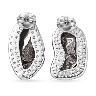 Meteorite 24.00 ctw Earrings in Rhodium Over Sterling Silver