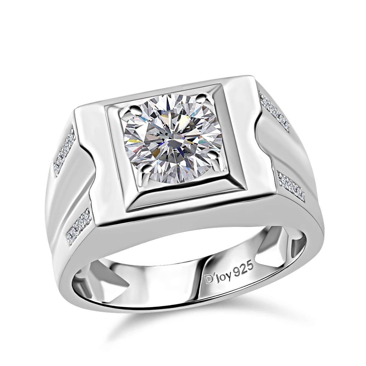 Moissanite Men's Ring in Platinum Over Sterling Silver (Size 10.0) 1.85 ctw image number 0