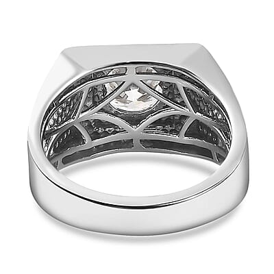 Moissanite Men's Ring in Platinum Over Sterling Silver (Size 10.0) 1.85 ctw