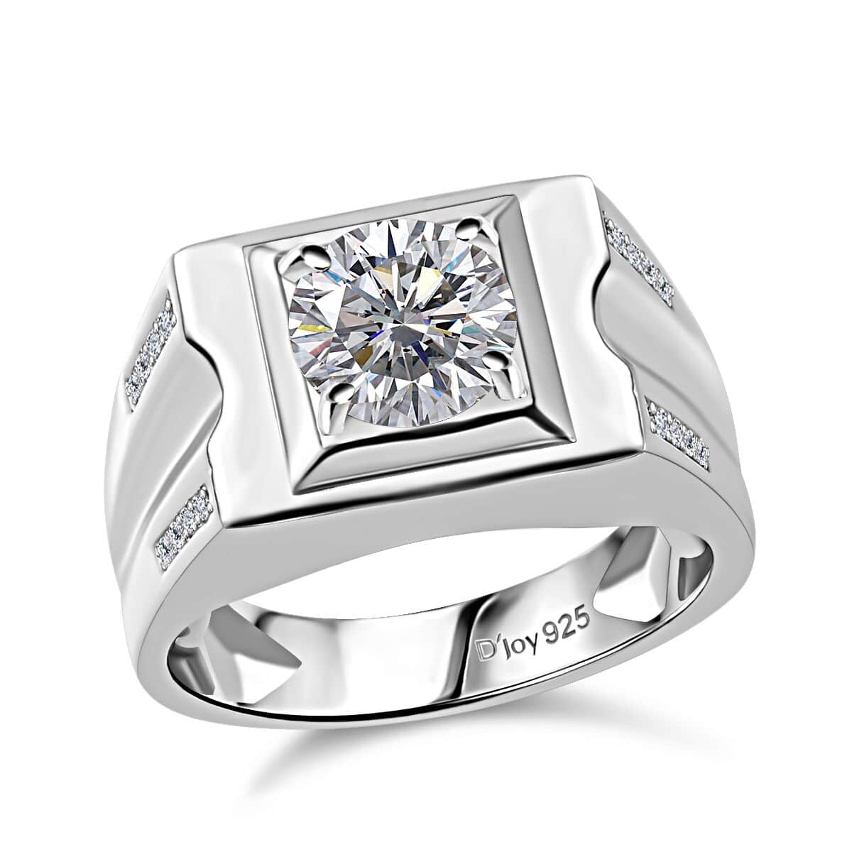 Moissanite Men's Ring in Platinum Over Sterling Silver (Size 11.0) 1.85 ctw image number 0