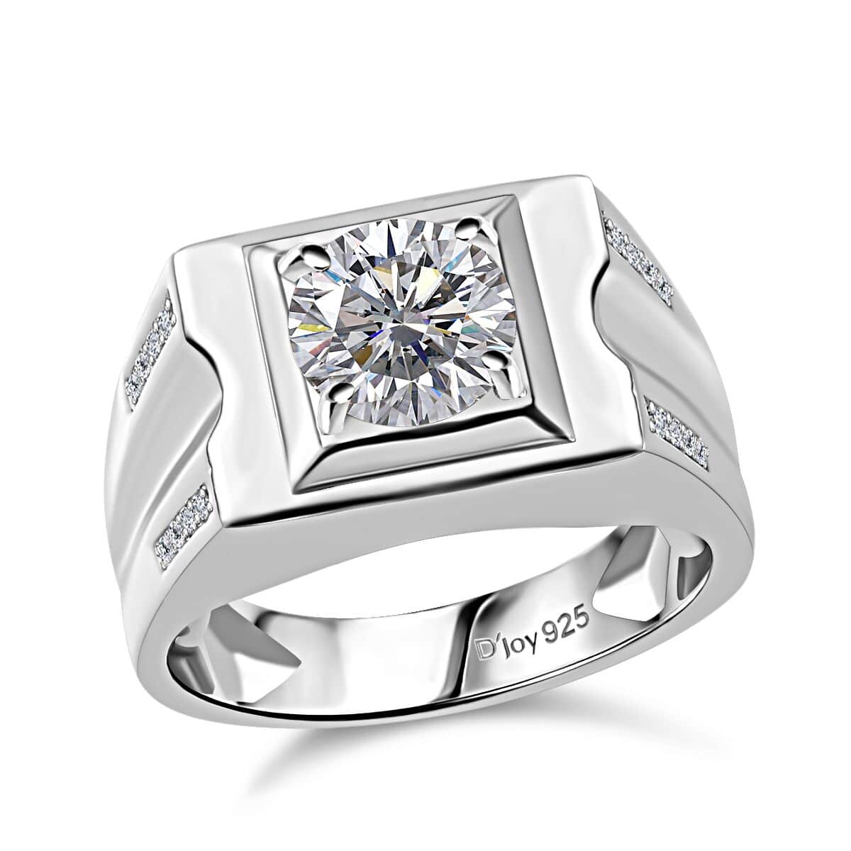 Moissanite Men's Ring in Platinum Over Sterling Silver (Size 12.0) 1.85 ctw image number 0