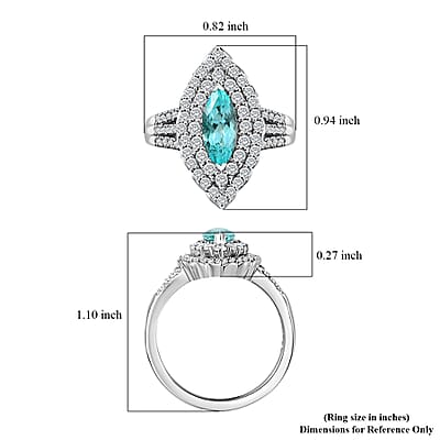Certified & Appraised Rhapsody 950 Platinum AAAA Paraiba Tourmaline and E-F VS Diamond Double Halo Ring (Size 8.0) 10.38 Grams 2.25 ctw