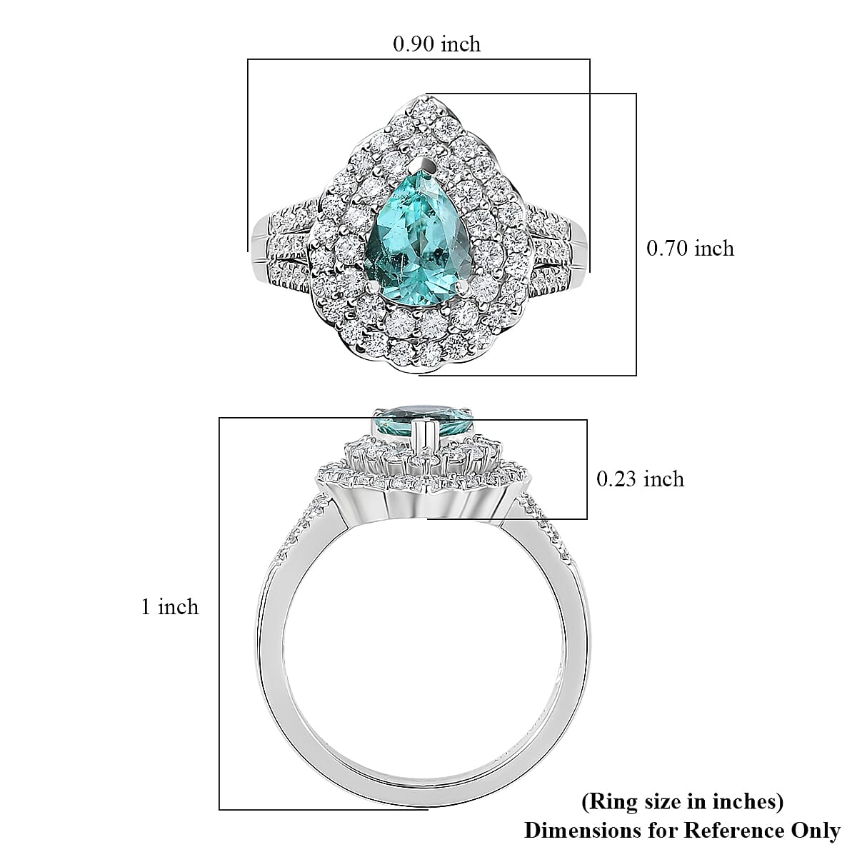 Certified & Appraised Rhapsody 950 Platinum AAAA Paraiba Tourmaline and E-F VS Diamond Double Halo Ring (Size 7.5) 10.35 Grams 2.35 ctw image number 5