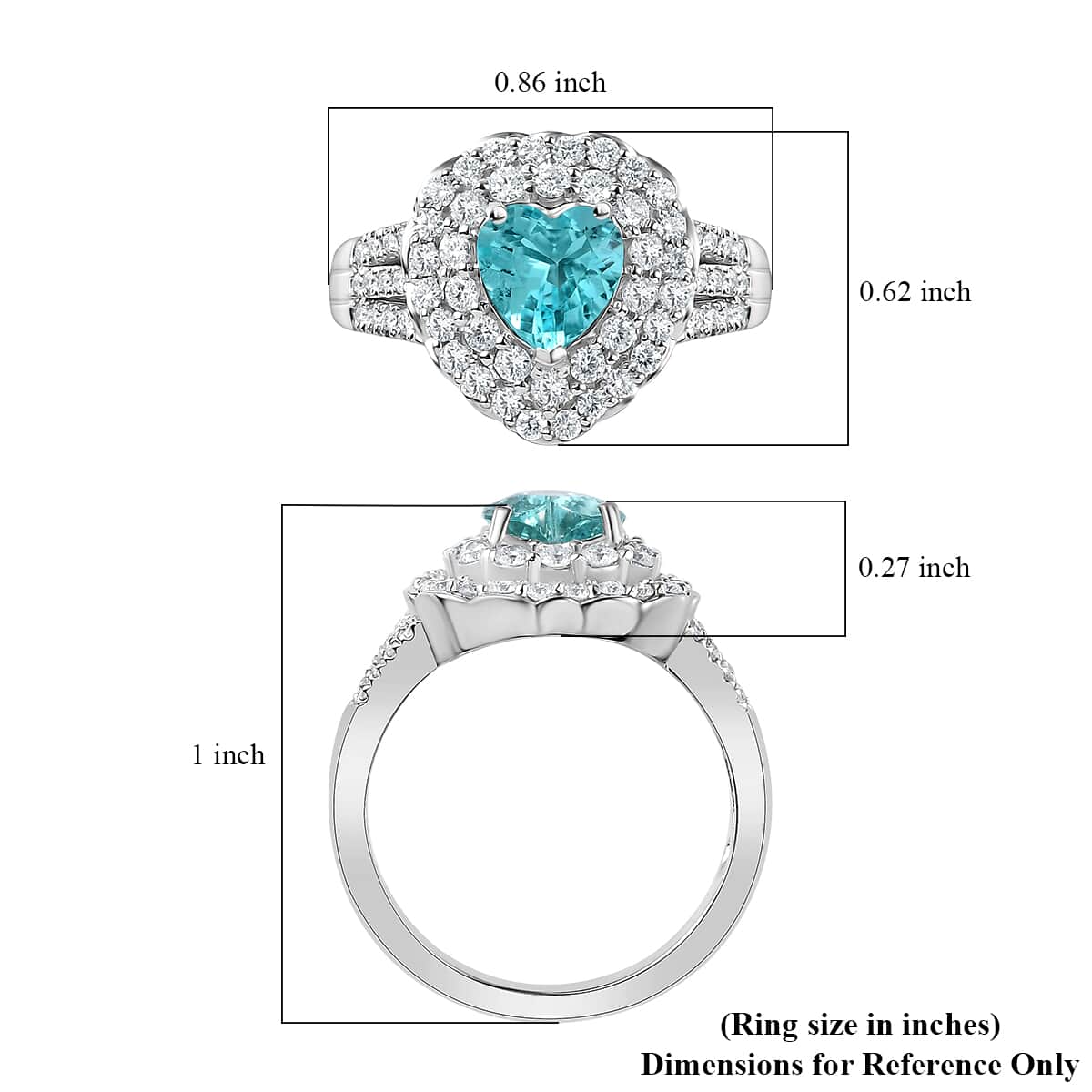 Rhapsody 950 Platinum AAAA Paraiba Tourmaline and E-F VS2 Diamond Heart Ring (Size 7.0) 10.20 Grams 2.10 ctw (Del. in 10-12 Days) image number 5