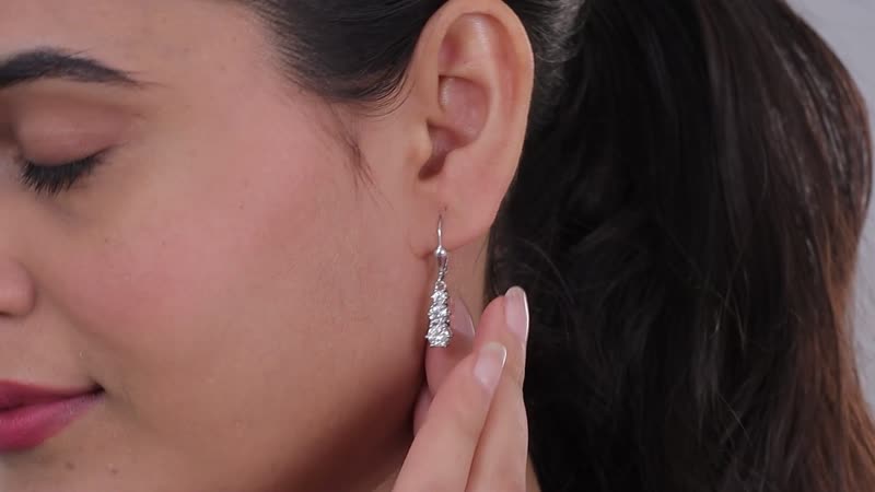 One Time Only Moissanite Lever Back Earrings in Platinum Over Sterling Silver 1.55 ctw