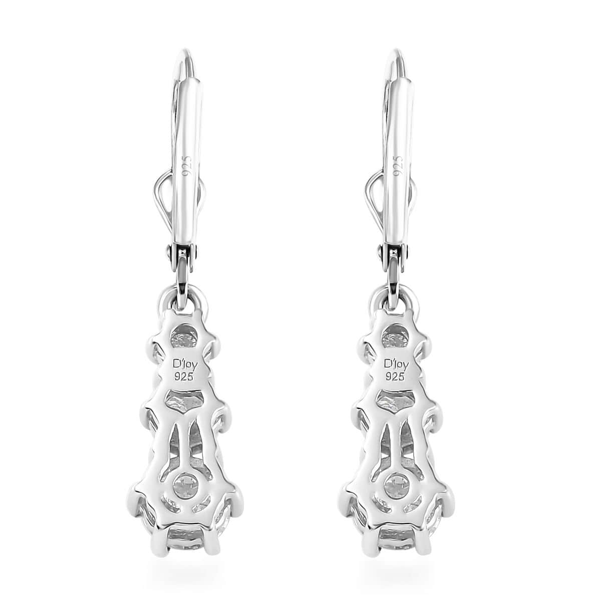 Moissanite Lever Back Earrings in Platinum Over Sterling Silver 1.50 ctw image number 5