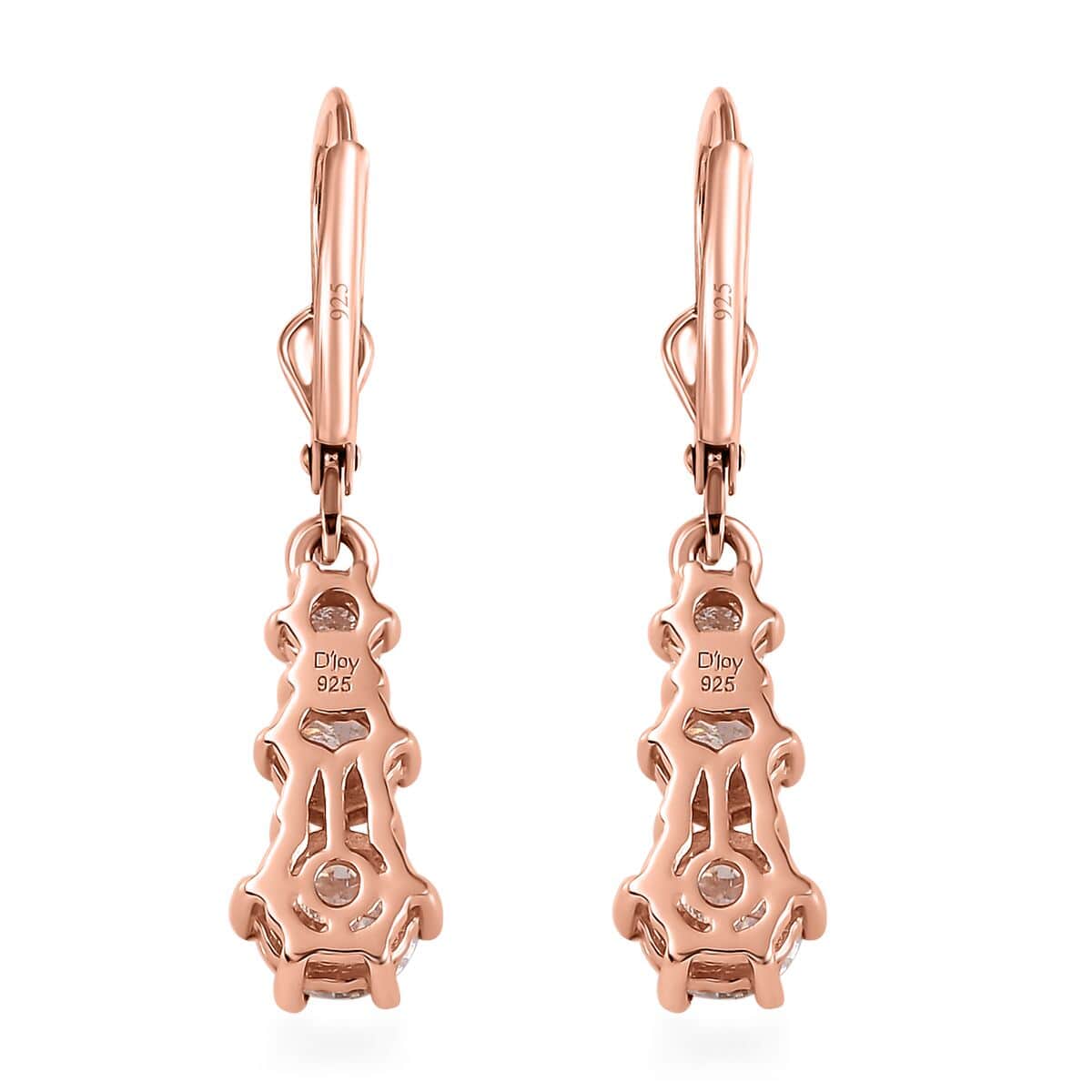Moissanite Lever Back Earrings in Vermeil Rose Gold Over Sterling Silver 1.50 ctw image number 5