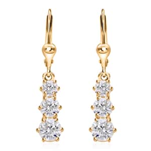 Moissanite Lever Back Earrings in Vermeil Yellow Gold Over Sterling Silver 1.50 ctw