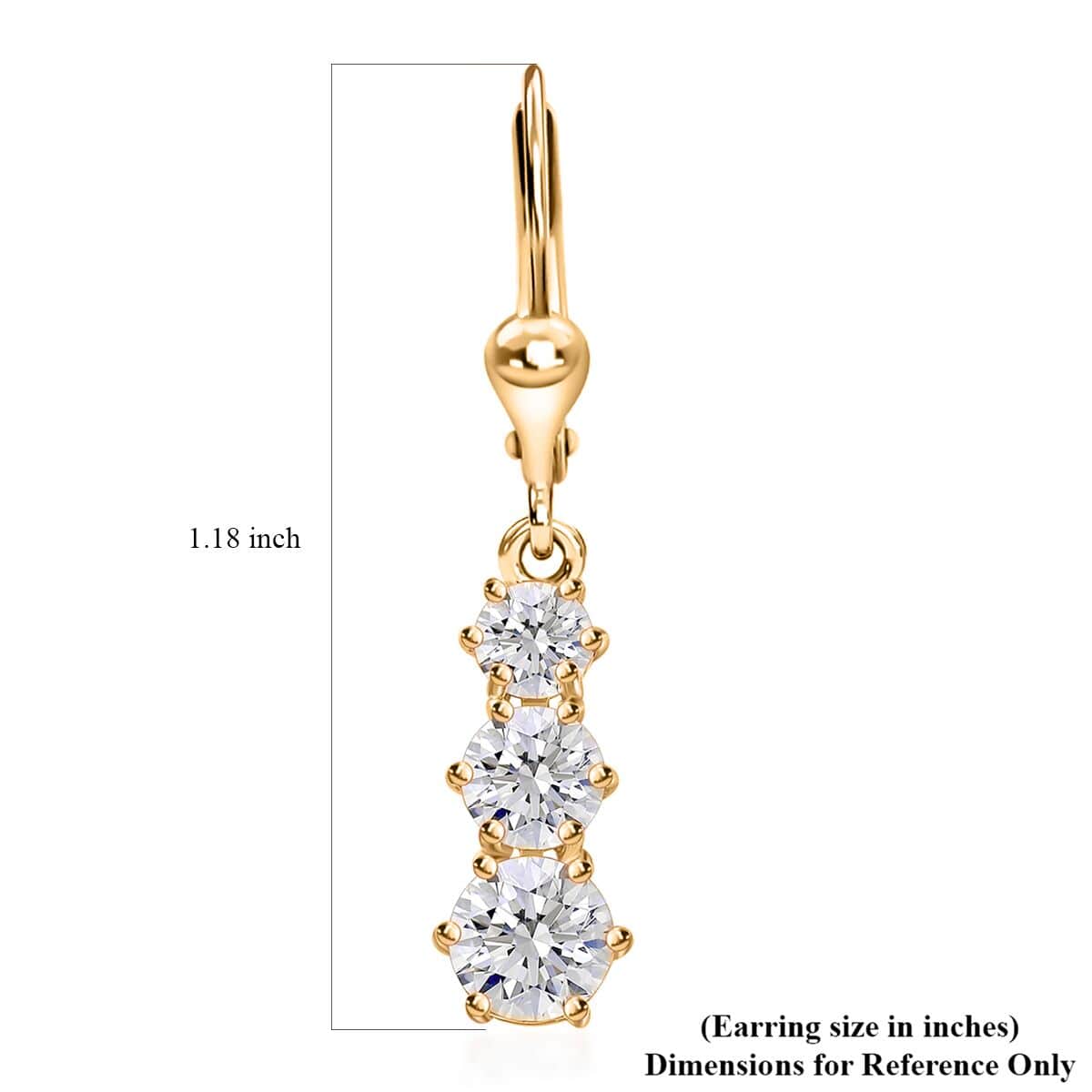 Moissanite Lever Back Earrings in Vermeil Yellow Gold Over Sterling Silver 1.50 ctw image number 6