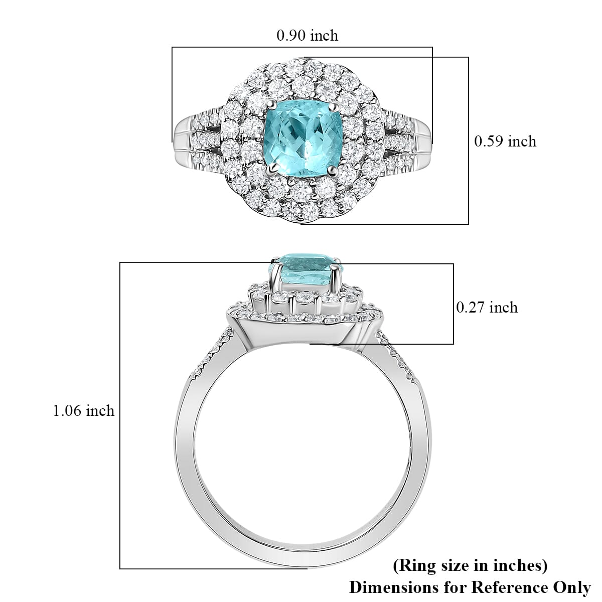 Certified & Appraised Rhapsody 950 Platinum AAAA Paraiba Tourmaline and E-F VS Diamond Double Halo Ring (Size 7.0) 9.30 Grams 2.30 ctw image number 5