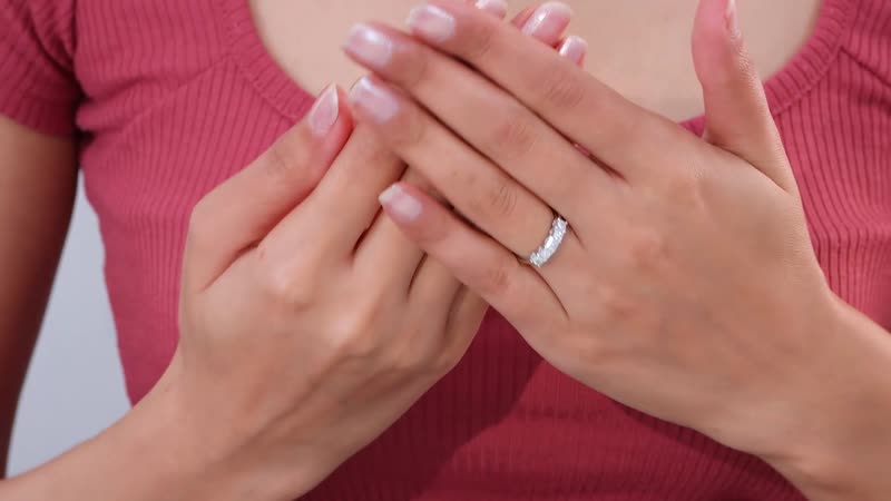 Moissanite 5 Stone Ring in Platinum Over Sterling Silver (Size 10.0) 0.75 ctw