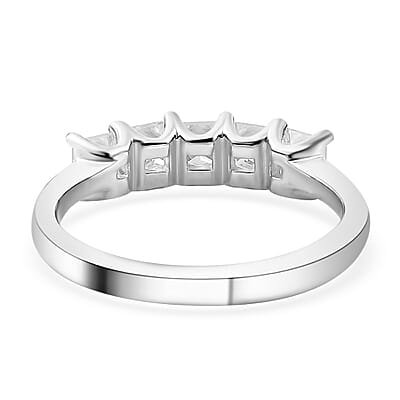 Moissanite 5 Stone Ring in Platinum Over Sterling Silver (Size 10.0) 0.75 ctw