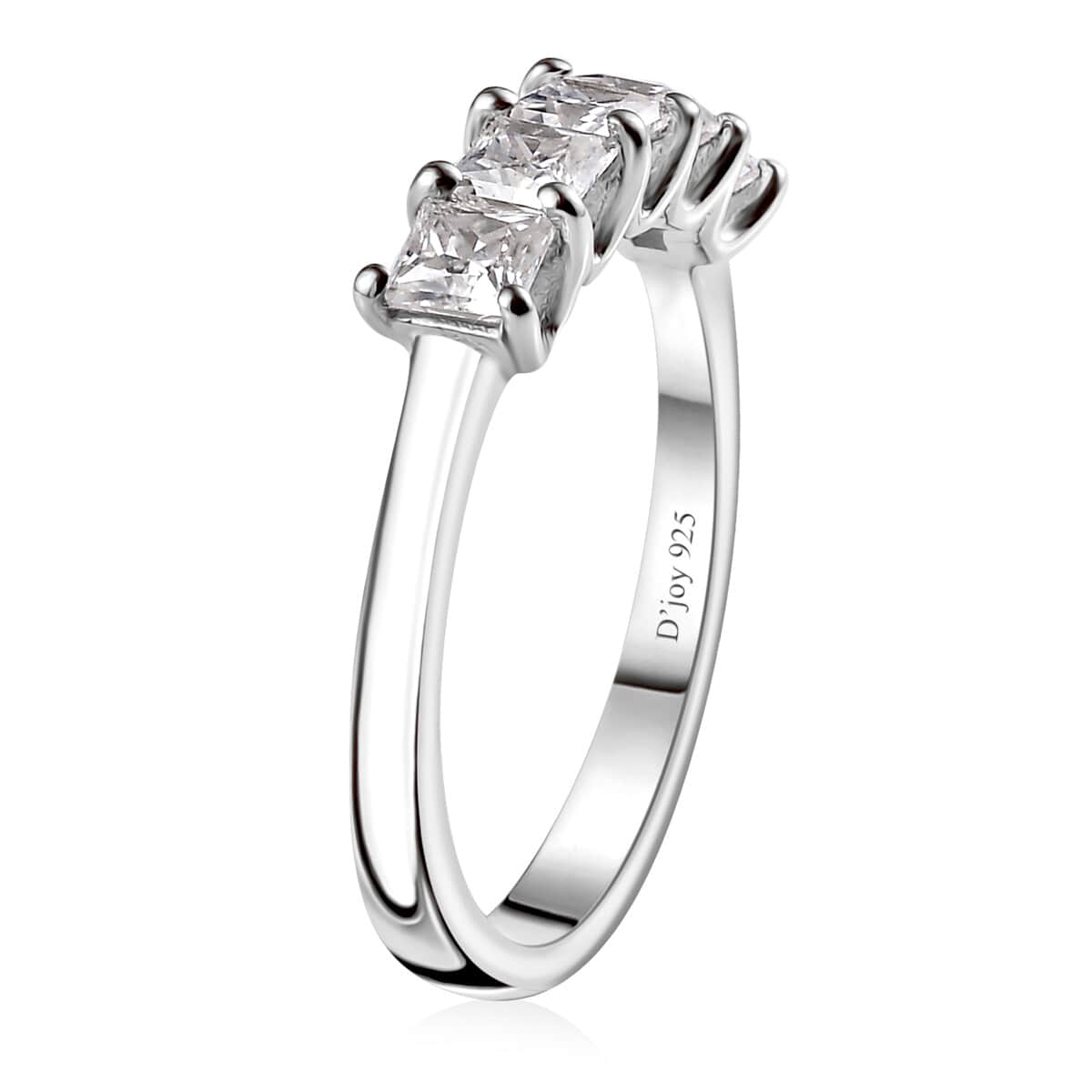 Moissanite 5 Stone Ring in Platinum Over Sterling Silver (Size 5.0) 0.75 ctw image number 3