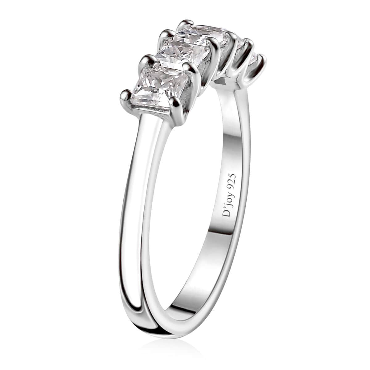 Moissanite 5 Stone Ring in Platinum Over Sterling Silver (Size 8.0) 0.75 ctw image number 3