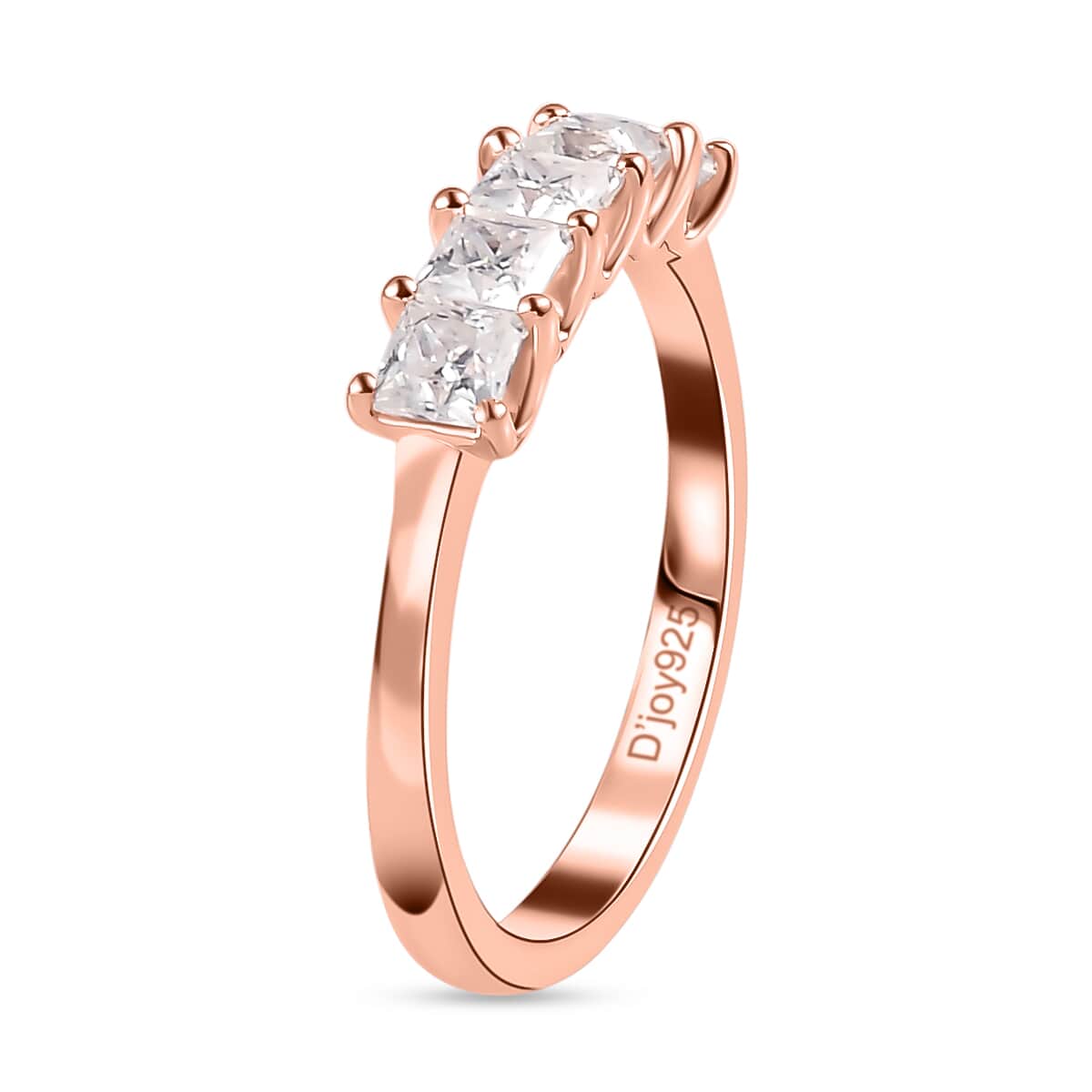 Moissanite 5 Stone Ring in Vermeil Rose Gold Over Sterling Silver (Size 5.0) 0.75 ctw image number 4