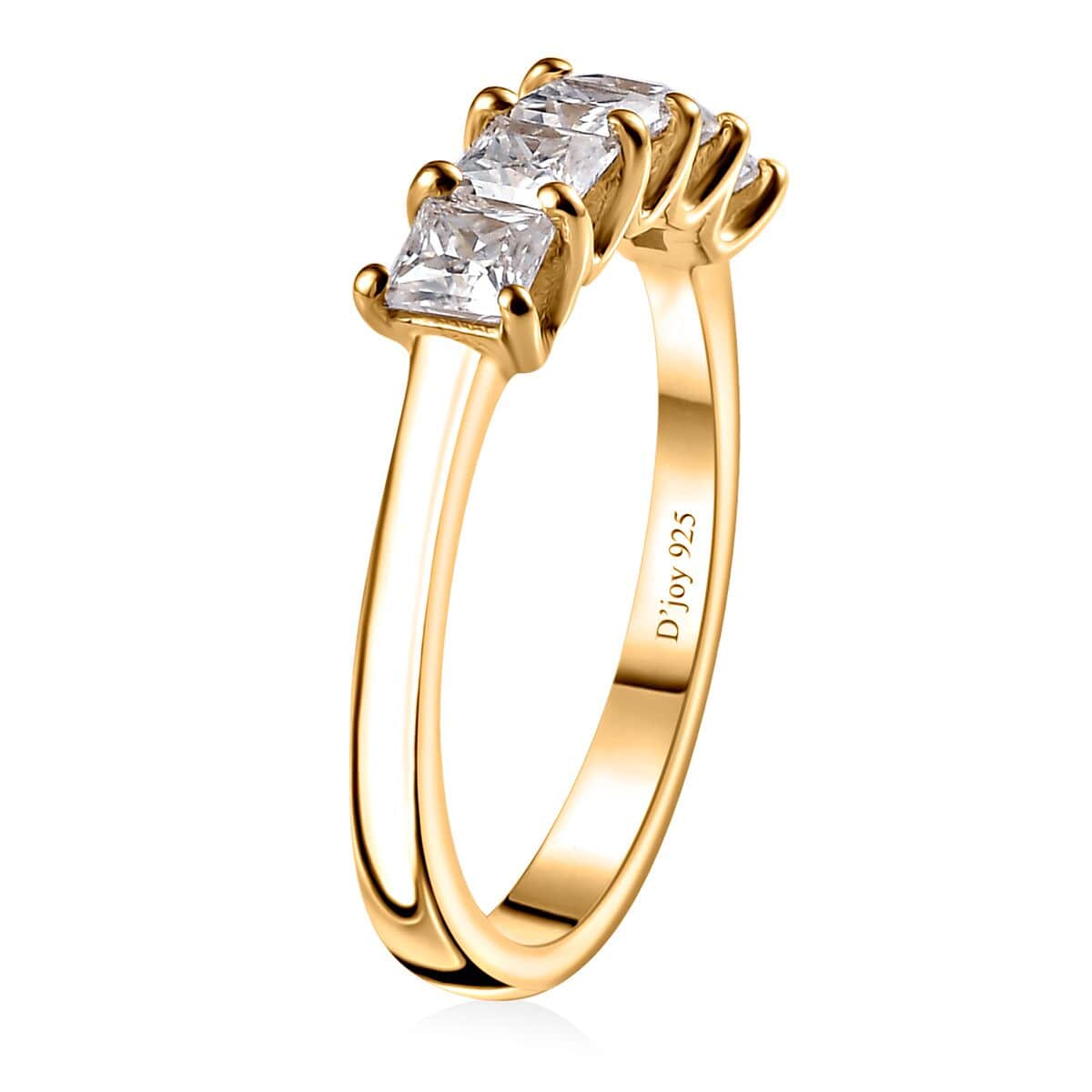 Moissanite 5 Stone Ring in Vermeil Yellow Gold Over Sterling Silver (Size 5.0) 0.75 ctw image number 3