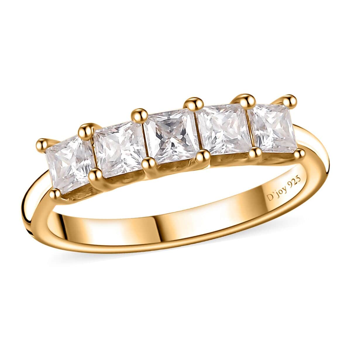 Moissanite 5 Stone Ring in Vermeil Yellow Gold Over Sterling Silver (Size 6.0) 0.75 ctw image number 0