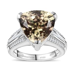 Certified & Appraised Rhapsody AAAA Turkizite and E-F VS2 Diamond 10.35 ctw Ring in 950 Platinum (Size 6.0) 7.80 Grams